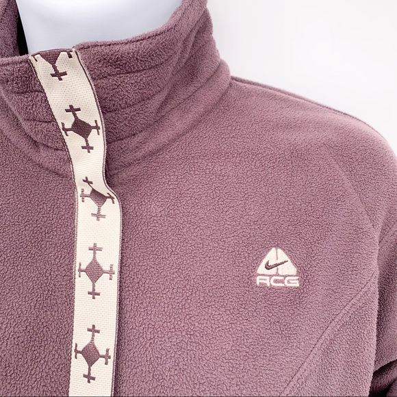 Nike ACG Brown 1/4 Zip Fleece Pullover Sweatshirt - Picture 4 of 8